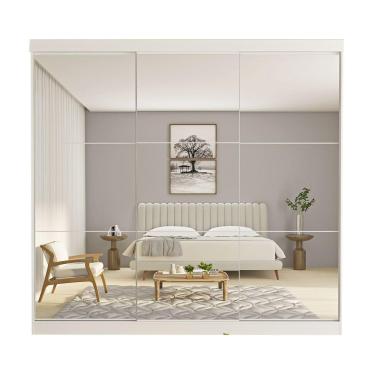 Imagem de Guarda Roupa Casal Isabela 3 Portas E 9 Espelhos Minastex Branco