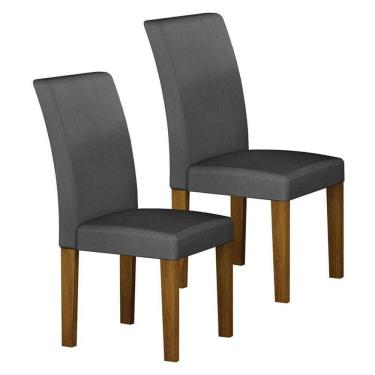 Imagem de Cadeira Para Mesa De Jantar Napoli Mdf Kit 2 Peças Freijó Joli Chumbo - Leifer Móveis
