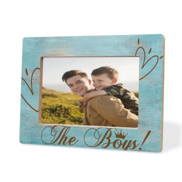 Imagem de XHWLYN Moldura de madeira com os meninos, porta-retratos exclusivos, presente de Dia dos Pais, aniversário, Natal, presentes sinceros para o pai, linda decoração de mesa para escritório em casa