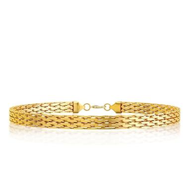 Imagem de Pulseira feminina banhada a ouro 18K de 6 mm com fecho lagosta, design simples, Large, Aço inoxidável, Sem Pedra Preciosa