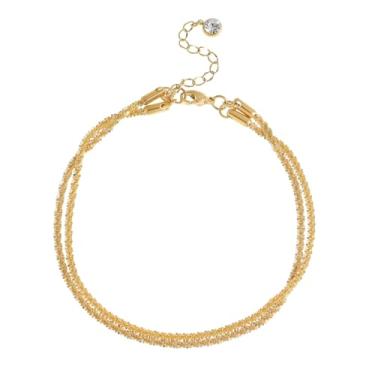 Imagem de Tornozeleiras femininas banhadas a ouro 14 k, delicadas, ajustáveis, à prova d'água, corrente cubana com pingente de pérolas, joias elegantes, presentes para ela, acessórios de casamento, festa na