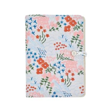 Imagem de ZREVSB Caderno de tecido bordado – Caderno de capa dura A5 com 90 páginas forradas, design plano – Caderno de capa de tecido elegante para mulheres, meninas, presente, diário, anotações ou escrita