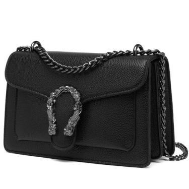 Imagem de Bolsa tiracolo em couro Travistar  preta pequena