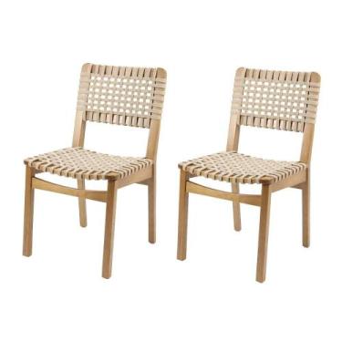 Imagem de Kit 2 Cadeiras Elegance em Madeira Tauari - Amêndoa/Areia - Casa Móvei