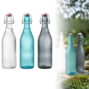 Imagem de Kit 02 Garrafa De Vidro 1 Litro Água Suco Tampa Hermética Variaçoes Kit Servir Mesa Geladeira (KIT 2 TRANSPARENTE)