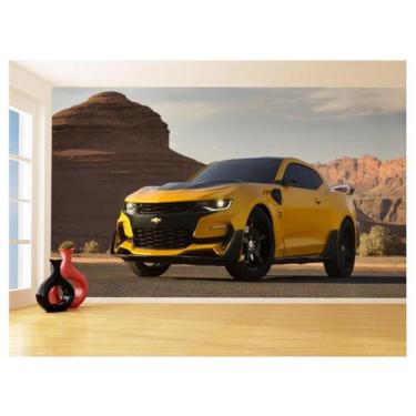 Imagem de Papel De Parede Carro Camaro Chevrolet Amarelo 3,5M Car63 - Você Decor