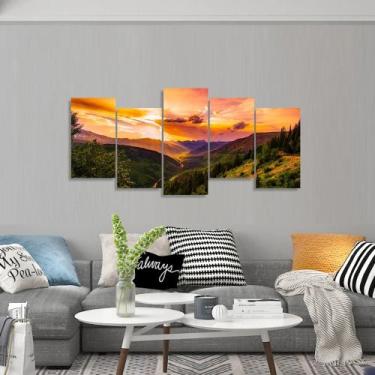 Imagem de Quadro Paisagem Natureza Conjunto 5 Peças Quarto Sala Hall - Quadros D