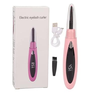 Imagem de Modelador de cílios elétrico aquecido USB recarregável com 3 engrenagens de temperatura ajustável portátil de longa duração com aquecimento rápido modeladores de cílios para (Rosa)