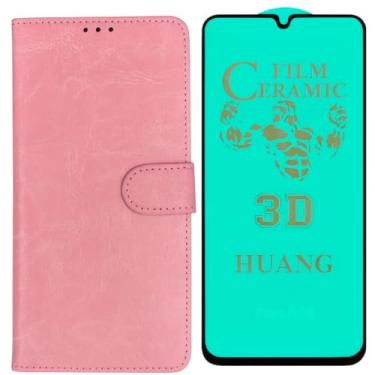 Imagem de Capa Capinha Carteira Flip Couro Compatível Motorola Moto G56 (Rosê)