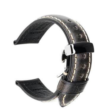 Imagem de Pulseira de couro para relógio - 20/22/24 mm com fivela para smartwatch (HD preto claro, 18 mm)