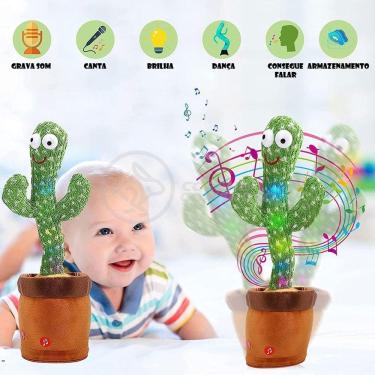 Imagem de Brinquedo Cacto Dançante Pelúcia 120 Músicas Fala Repete Usb