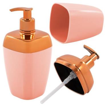 Imagem de Dispenser Sabonete Líquido Saboneteira 300ml Tampa Rosé Gold Brilhante