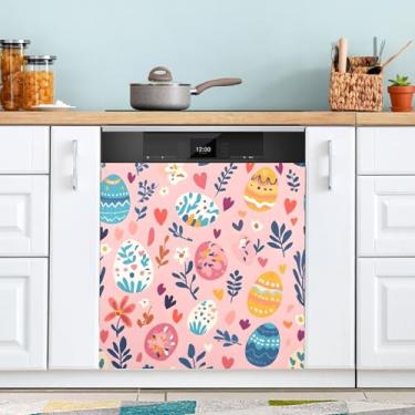 Imagem de ATTX Capa magnética para lava-louças ovos coloridos de Páscoa, 58,4 cm C x 66 cm A, decoração da capa da máquina de lavar louça, decalques de armário doméstico e eletrodomésticos adesivos #94