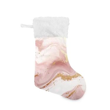 Imagem de GakkiGii Meia de Natal grande de lantejoulas de mármore, decoração de Natal para pendurar na parede da árvore da lareira, 45 x 31 cm