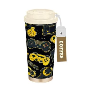 Imagem de Blueangle Caneca de café com isolamento térmico para controle de videogame colorido - copo de aço inoxidável à prova de derramamento e vazamento para acampamento e ar livre, garrafa de água