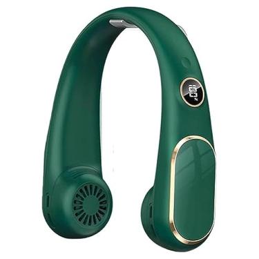 Imagem de Mini ventiladores vertical USB recarregável ventilador de pescoço, mini ventilador de suspensão portátil, ventilador pessoal 360° sem lâmina de resfriamento para crianças ao ar livre (cor: Preto