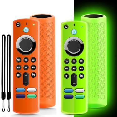 Imagem de (Pacote com 2) OneBom Capa protetora de silicone para controle remoto compatível com TV Stick, HD, 3ª geração, controles remotos 4K, capa de controle remoto antiderrapante com cordão (verde claro e