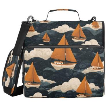 Imagem de ATTX Fichário pequeno com zíper para veleiros com alça acolchoada ajustável - bolsa para fichário com capacidade para 500 folhas com organizador de vários bolsos, serve para laptop de 30 cm #72