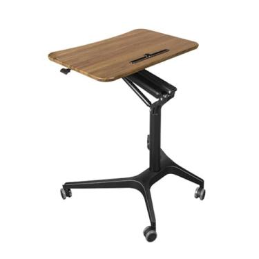 Imagem de HGTRH Mesa de laptop móvel com altura ajustável, mesa de computador com 4 rodas, mesa de cabeceira com compartimento para telefone, uso multifuncional para escritório em casa