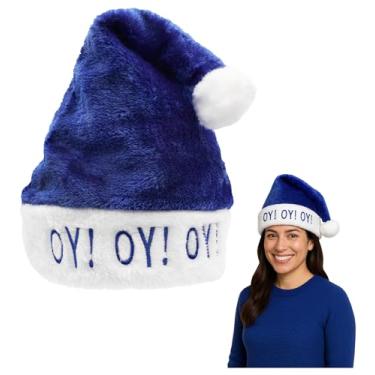 Imagem de Nicky Bigs Novelties Chapéu de meia adulto Hanukkah Oy Vey - Chapéus de Hanukkah festivos - Chapéu de Natal de Papai Noel azul e branco, tamanho único, Multicor, tamanho �nico