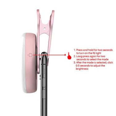 Imagem de Generic Lente de Luz de Preenchimento Macro 53 Contas de LED Lente Grande Angular de Auto-retrato HD para Fotografia Em Close-up para Telefone Celular Tamanho Preto Universal 68 Mm * 16,5 Mm (Rosa)