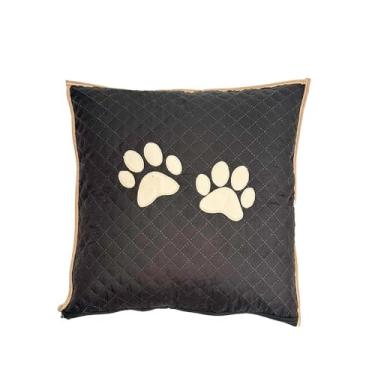 Imagem de Almofada Decorativa Capa e Refil Pet Impermeável Matelado 2 Patinhas Preto