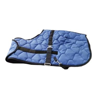 Imagem de YIJU Manta de inverno para cavalos, roupa para cavalos, clima frio, impermeável e respirável, ideal para transporte em estábulos e fazendas, Azul 90cm