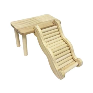 Imagem de Generic Plataforma de madeira para hamster com escada, brinquedo de escalada, esconderijo para pequenos animais de estimação, escada para escalada e outros, S Table and S Ladder