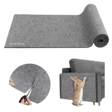 Imagem de kathson Almofada para arranhar coelhinho de 2 m, tapete autoadesivo de coelho para sofá de móveis e protetor de parede, tapete cortável para arranhar unhas para piso de gaiola de animais pequenos