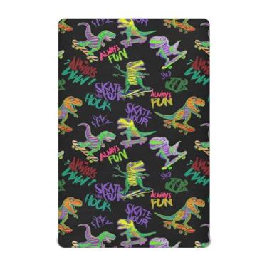 Imagem de STAYTOP Jogo de lençol com elástico padrão de dinossauro fofo para berço 132 x 28 cm, macio e respirável para berço
