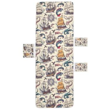 Imagem de STAYTOP Capa de toalha de cadeira de salão retrô cômica, capa macia para espreguiçadeira, capas de cadeira de praia com bolsos para jardim ao ar livre, pátio, pátio, banhos de sol, gramado, 216 x 76