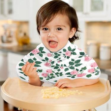 Imagem de CEBUGI Panos para Arrotar Musselina Bebê 56x28 cm Toalhas de Bebê Absorventes Macio Flor Rosa Algodão Arrotar Trapos para Bebês Meninos e Meninas Pacote com 2