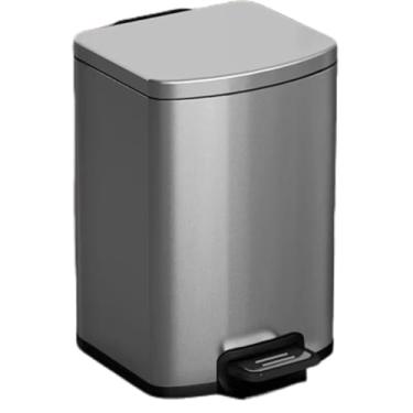 Imagem de Cesto de pedal de aço inoxidável dourado, lixeira fina de 7L com tampas, cesto de lixo de fechamento lento para cozinha e escritório, lixeira elegante para espaços modernos (cinza-7L