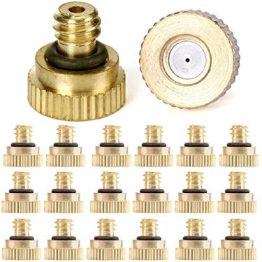 Imagem de Mornajina 20 pacotes de bicos de nebulização de latão para sistema de resfriamento externo, pulverizador de cabeças de sistema de nebulização 0,016" (0,4 mm) 10-24 UNC, baixa pressão
