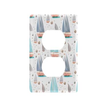 Imagem de Wassud Veleiros bonito interruptor de luz placa decorativa capa de tomada placa de parede para tomadas elétricas duplex 4,53 x 2,76 polegadas