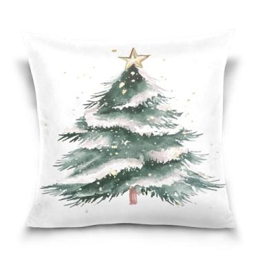 Imagem de Wassud Capa de almofada decorativa de árvore de Natal com neve 45,7 x 45,7 cm para sofá, sofá, casa, casa de fazenda, decoração de quarto