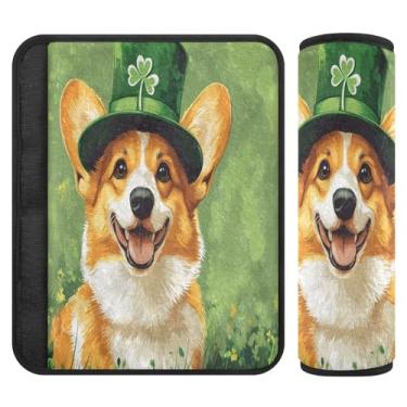 Imagem de Burbuja Capa de cinto de segurança de carro para cães St. Patrick Protetor de cinto de segurança de carro macio confortável para alça de ombro de assento de carro, 1 par médio