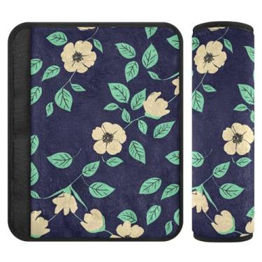 Imagem de Burbuja Capa de cinto de segurança floral para carro, macio, confortável, protetor de cinto de segurança para alça de ombro de assento, 1 par médio