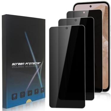 Imagem de zonyee Pacote com 3 protetores de tela de privacidade para Google Pixel 8A, dureza 9H, vidro temperado [antiarranhões] película de proteção antiespião para Google Pixel 8A de 6,1 polegadas, compatível