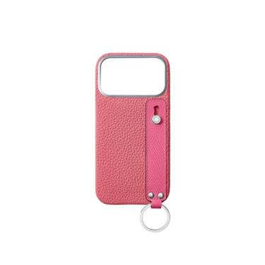 Imagem de BONAVENTURA Capa traseira de couro retrátil para iPhone 17 Pro Max [rosa azaléia x rosa fúcsia] couro europeu premium, couro genuíno, item de presente BWHT17PM-APHP