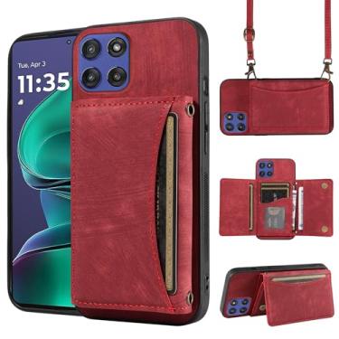 Imagem de Capa de telefone para Motorola Moto G Stylus 5G 2025 Capa carteira com alça de ombro transversal, couro PU, porta-cartão de crédito, bolso fino, acessórios para celular, bolsa flip para celular G5