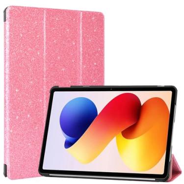 Imagem de Caweet Capa para Xiaomi Redmi Pad 2 PRO (12,1 polegadas, lançado em 2025) - Capa traseira rígida leve, capa de suporte de três dobras com função auto dormir/despertar automático, rosa brilhante