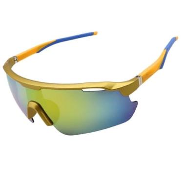 Imagem de Óculos de Sol Esportivo com Mola na Haste para Corrida Baixa Pace Premium Ciclismo Bike UV400 Masculino Feminino Unisex - Modelo Cooper - Cacife Brand (Dourado)