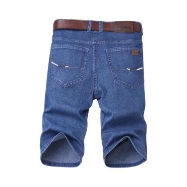 Imagem de Bermudas De Denim Masculinas De Verão Com Stretch, Corte Reto, Jeans C