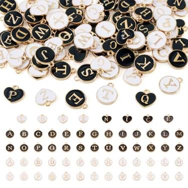 Imagem de Craftdady Pingentes de metal do alfabeto esmaltado de liga de A a Z com pingente de pingente fofo para pendurar com pingente de letra para artesanato faça você mesmo, pulseira, brinco, fabricação de