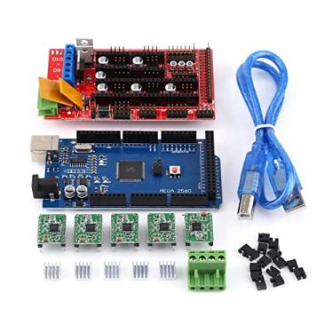 Imagem de Hyuduo Kit de Controlador de Impressora 3D RAMPS 1.4 Controlador + Placa Mega 2560 R3 + Drivers A4988 Soldados + Dissipadores de Calor + Cabo USB + Jumper para RepRap Shield, Recursos para