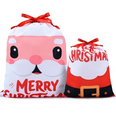 Imagem de Mshutbna Sacos de presente de Natal Feliz Natal, Papai Noel, 2 peças, sacos de embrulho de tecido reutilizável com cordão para presentes de Natal, decorações de festa, lembrancinhas de feriado 40,6 x