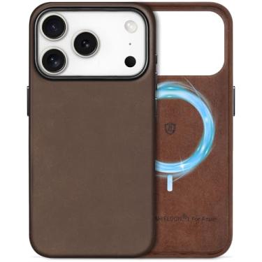Imagem de SHIELDON Capa para iPhone 17 Pro 6,3 polegadas 2025 | Couro Crazy Horse de grão superior, compatível com Magsafe, Slim Fit, carregamento magnético sem fio, antiderrapante, à prova de choque, botões de