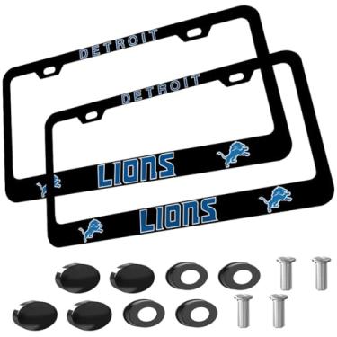 Imagem de 2 peças de metal fosco para leões suporte de placa de carro com parafuso para moldura de etiqueta de carro