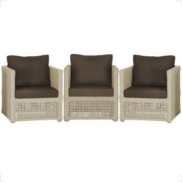 Imagem de 3 Poltronas Madri Alumínio Corda Náutica Estofado 9 Trama Rami